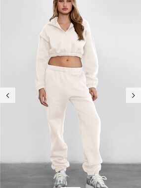 Tic toc Cream Elastic-Waist Jogger Pants M